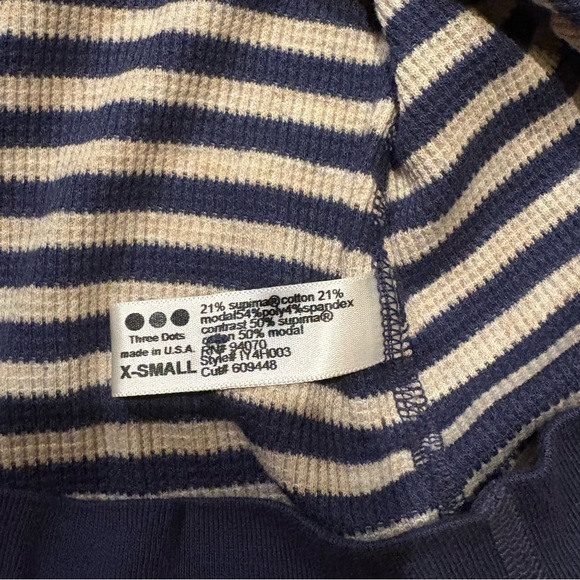 🎉 SALE Three Dots Mel Striped Henley Ribbed Shirt - Picture 3 of 3